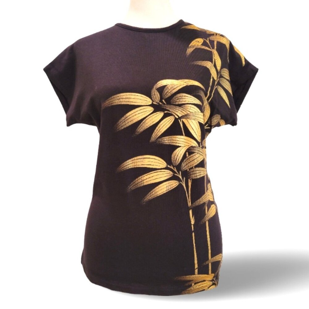 The Met Museum Golden Bamboo Art Tee | Black & Gold Crew Neck | Classic Fit | NW